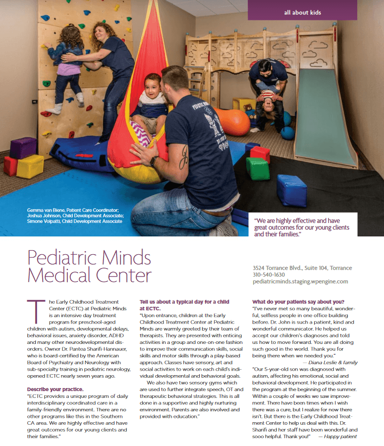 Therapist engaging a child with a ball in a colorful pediatric therapy room.